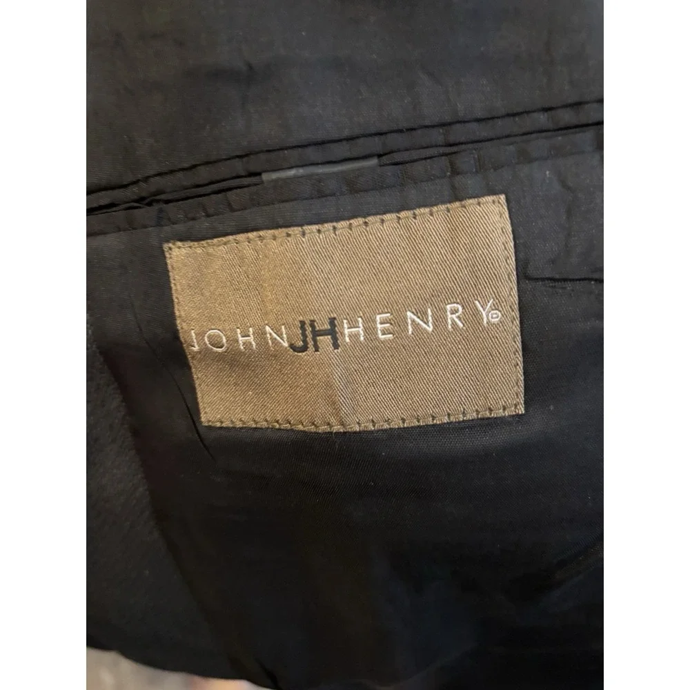 John Henry Jacket Blazer Men's  40R Sport Coat Black Micro Pattern Wool Blend